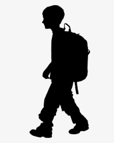 Hiker Vector Siluet - Boy With Backpack Silhouette, HD Png Download, Free Download
