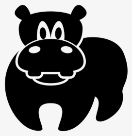 Hippopotamus Silhouette With White Outlines - Nijlpaard Silhouette, HD Png Download, Free Download