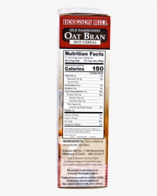 Oat Bran Cereal - Quaker Oat Bran Nutrition Label, HD Png Download, Free Download