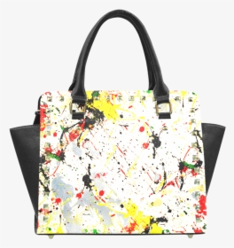 Yellow & Black Paint Splatter Rivet Shoulder Handbag - Artist Apron With Paint, HD Png Download, Free Download