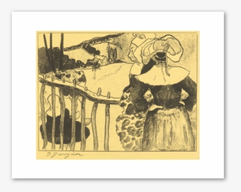 Breton Women At A Fence Buypaul Gauguin - Breton Women Beside A Fence, HD Png Download, Free Download