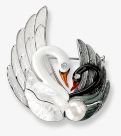 Nicole Barr Designs Sterling Silver Swans Brooch-white - Body Jewelry, HD Png Download, Free Download