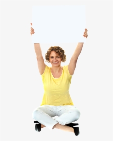 Women Holding Banner Royalty-free Png Photo - Woman Holding Sign Transparent Background, Png Download, Free Download