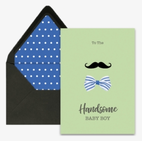 Mustache And Bow Newborn Greeting Card - Polka Dot, HD Png Download, Free Download