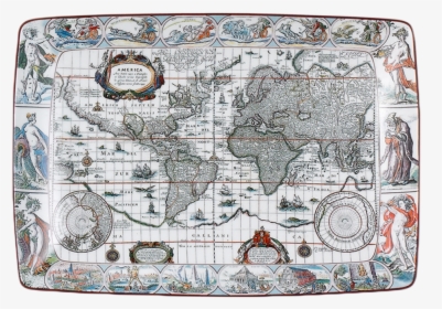 Blaeu Mercator Map Rectagular Tray, Large - World Map, HD Png Download, Free Download