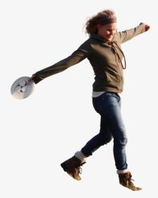 Womanjumpingfrisbee - People Playing Frisbee Png, Transparent Png, Free Download