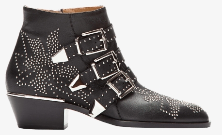 Chloe Black Leather Silver-tone Studded Susanna Suzanna - Motorcycle Boot, HD Png Download, Free Download