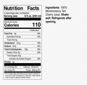 100% Cherry Juice - Nutrition Facts, HD Png Download, Free Download