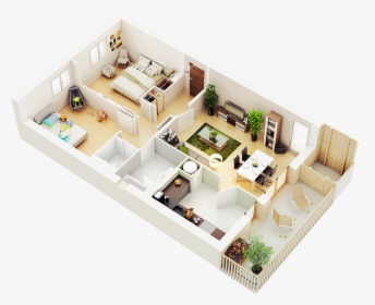 2 Bedroom House Plans 3d, HD Png Download, Free Download
