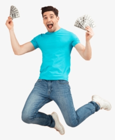 Home Re Inc Benefits Young Man Jumping With Money - Jumping, HD Png Download, Free Download
