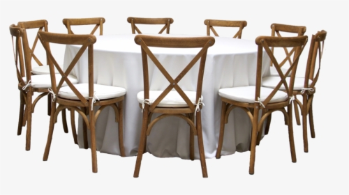 Round Banquet Table With 10 Honey Brown Cross-back, HD Png Download, Free Download
