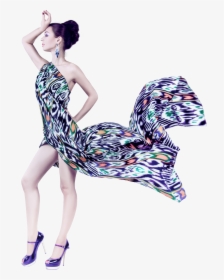 Young Woman In Fashion Flying Fabric Dress Png Image - Transparent Background Fashion Png, Png Download, Free Download