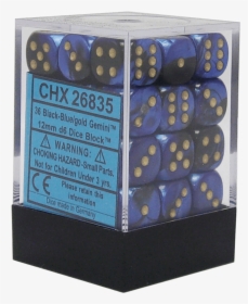 Gemini Black-blue With Gold 12mm D6 - Collectible Card Game, HD Png Download, Free Download