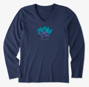 Women"s Lotus Flower Engraved Long Sleeve Crusher Vee - Womens Thanksgiving Shirts Funny, HD Png Download, Free Download