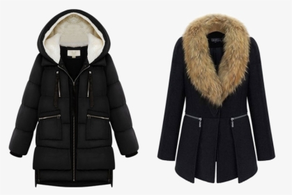 Black Winter Jacket For Women Transparent Image - Coat, HD Png Download, Free Download
