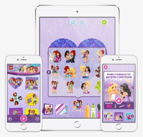 An Ipad And Two Iphones Showing Uis From The Lego Friends - Iphone, HD Png Download, Free Download