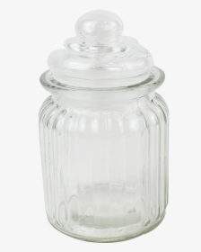 12 X Ribbed Glass Sweet Jar And Lid Retro Vintage Sweetie - Glass Bottle, HD Png Download, Free Download