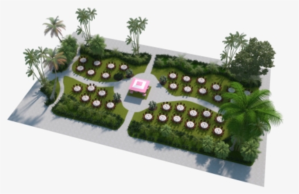 Garden Patio Banquet Set-up 3d Floorplan - Hotel Coronado Garden Patio Wedding, HD Png Download, Free Download