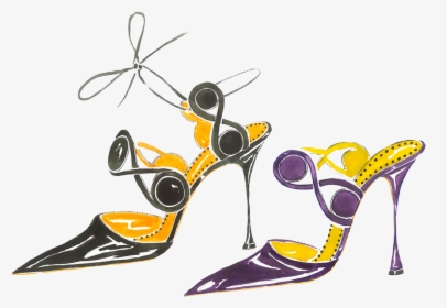 A Sketch Of Two Mocheta Shoes, One Black One Purple - Basic Pump, HD Png Download, Free Download