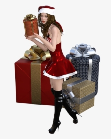 Santa Presents Woman, HD Png Download, Free Download
