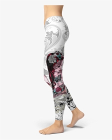 Black White Tattoo Girl Leggings Yoga Pants Sports - Leggings, HD Png Download, Free Download