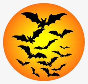 Moon With Bats Halloween Cartoon Clip Art - Halloween Clip Art, HD Png Download, Free Download