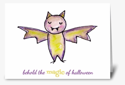 Magical Halloween Bat Greeting Card - Cartoon, HD Png Download, Free Download