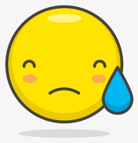 044 Downcast Face With Sweat - Happy Smiley, HD Png Download, Free Download