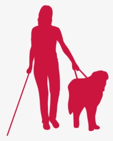 Blind Woman And Dog Red - 傷 殘 人 剪影 矢量, HD Png Download, Free Download