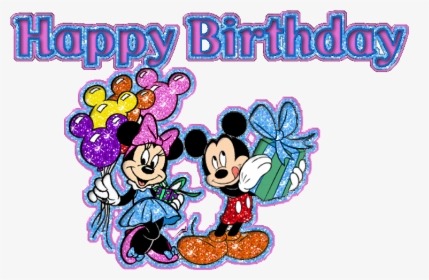 Happy Birthday Glitter Images, Happy Birthday Kids, - Minnie And Mickey Happy Birthday, HD Png Download, Free Download
