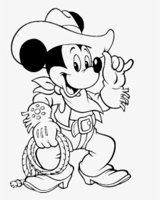 Mickey Mouse Cowboy Coloring Page 2 By Laura - Free Printable Western Cowboy Coloring Page, HD Png Download, Free Download