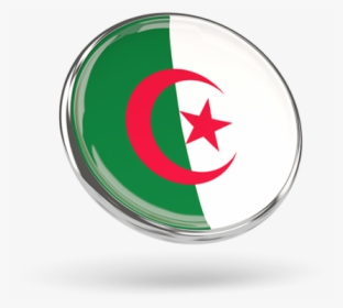 Round Icon With Metal Frame - Algeria Flag, HD Png Download, Free Download