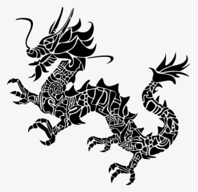 Tribal Asian Silhouette Big - Silhouette Chinese Dragon, HD Png Download, Free Download