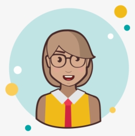 Circle Bubbles Icon - Woman With Glasses Cartoon Png, Transparent Png, Free Download