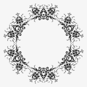 Circle Floral Vector Silhouette - Black And White Flower Circle Transparent Background, HD Png Download, Free Download