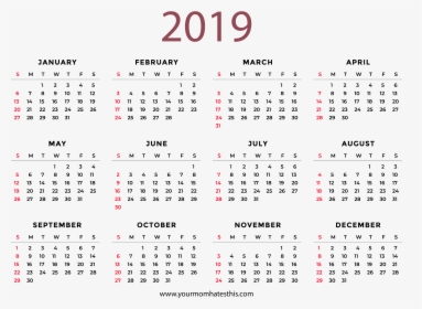 Whole Year Calendar 2019, HD Png Download, Free Download