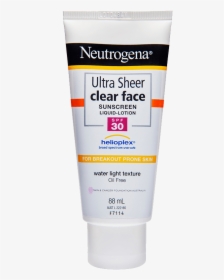 Neutrogena® Ultra Sheer® Clear Face Lotion Spf30 88ml - Neutrogena Ultra Sheer Clear Face Sunscreen Lotion, HD Png Download, Free Download