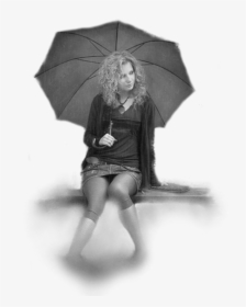 #girl #sitting #umbrella #women #grey - Girl Sitting Png With Umbrella, Transparent Png, Free Download