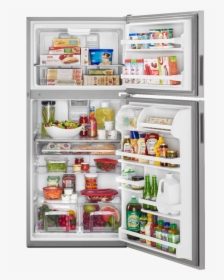 Top-freezer Refrigerator Stocked With Food - Organizing A Top Freezer Refrigerator, HD Png Download, Free Download