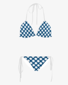 Bikini, White Polka Dots On Blue Custom Bikini Swimsuit - Tom Ford Black And White Tie, HD Png Download, Free Download