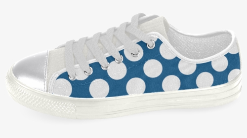 White Polka Dots On Blue Women"s Classic Canvas Shoes - Polka Dot, HD Png Download, Free Download