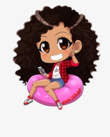 #chibi #curlyhair #curlyhairdontcare #curly #anime - Curly Hair Black Anime Girl, HD Png Download, Free Download