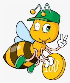 Bee With Coin Transparent Png Image - Cartoon Bees, Png Download, Free Download