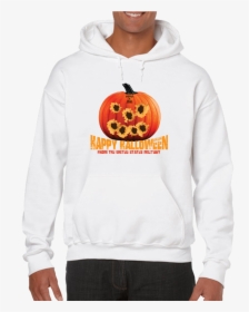Tactical Halloween Pumpkin Bullet Hole Carving Pullover - Gildan White 18500 Hoodie, HD Png Download, Free Download