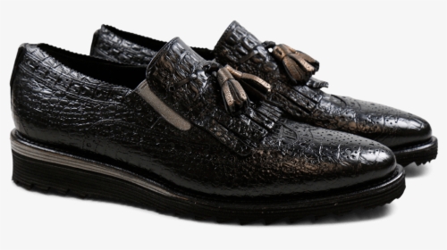 Loafers Amy 10 Baby Croco Black Tassel Bronze Elastic - Slip-on Shoe, HD Png Download, Free Download