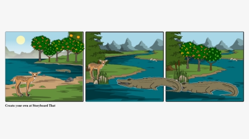 Crocodile With Deer Cartoon, HD Png Download, Free Download