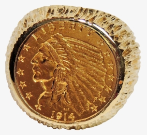 1914 D Indian Head Gold Coin Ring, 2 1/2 Dollars, 14k - Coin, HD Png Download, Free Download