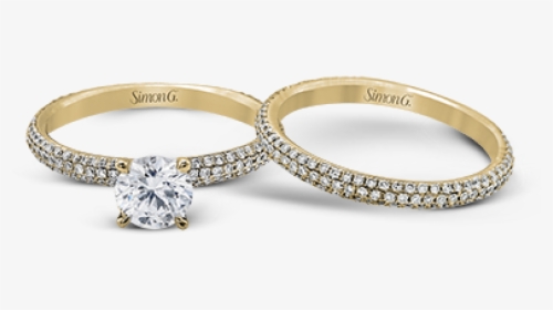 18k Yellow Gold Wedding Set - Engagement Ring, HD Png Download, Free Download