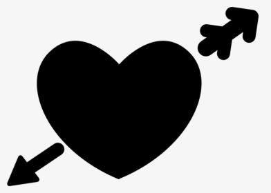 Heart In Love With Cupid Arrow - Corazon Con Flecha Silueta, HD Png Download, Free Download