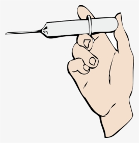 Hand Holding Book Clipart Png Free Hand Holding Syringe - Syringe In Hand Clipart, Transparent Png, Free Download